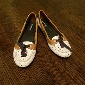 Sperry white perforated boat shoes